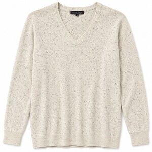 NWT Jeanne Pierre Heritage Cashmere Sweater Women Medium Oatmeal Soft Academia
